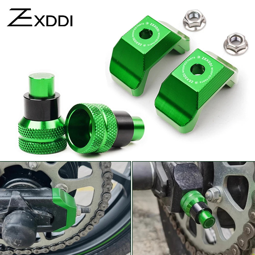 

ZEXDDI Motorcycle Rear Wheel Chain Adjuster Swingarm End Cap Adjuster Trim Cover Screw For Kawasaki ninja 400 650 Z400 Z650 RS