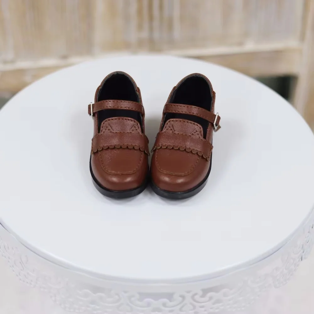

BJD/SD Doll Girls Shoes 1/3 Cute Baby Children Toy Round Toe Lacy White Brown Single Buckle Shoes Doll Accessories