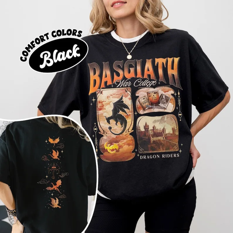 Fourth Wing Fan T-shirt, Basgiath War College Bookish Tee Shirt, Onyx Storm Violet Sorrengail, Bookish Dragon Rider Gift