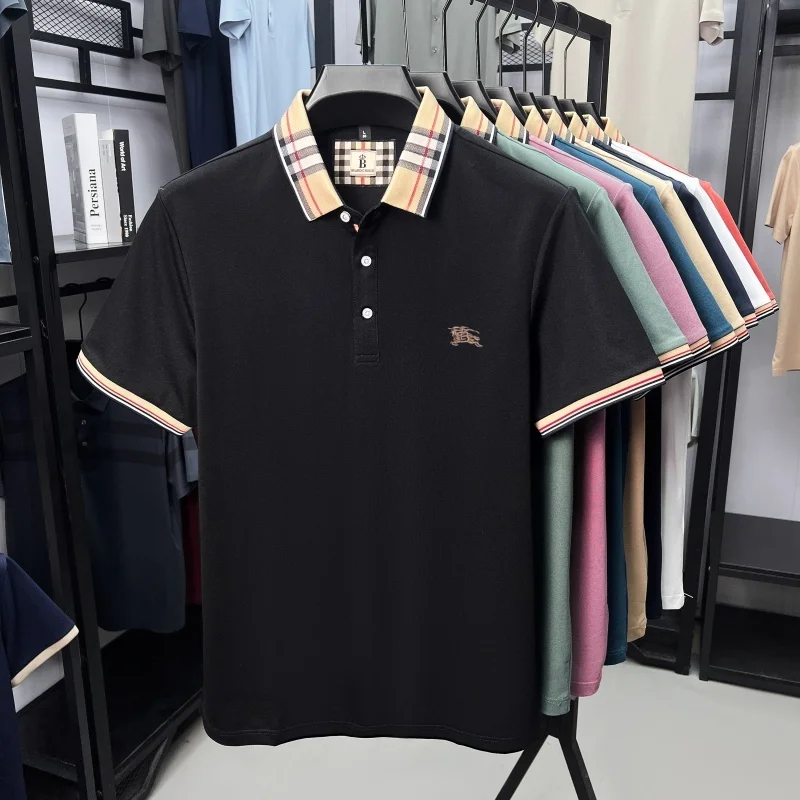 قميص بولو رجالي بأكمام قصيرة من العلامة التجارية الفاخرة الخفيفة صيفي جديد رائع مطرز على الطراز الكوري تي شيرت بول عالي الجودة غير رسمي #6