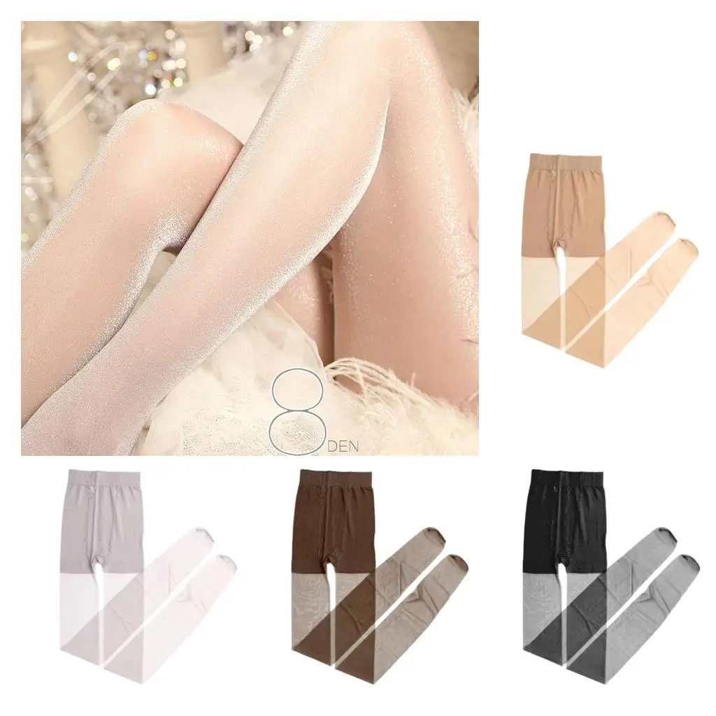 ผู้หญิงถุงน่องโลหะ Pantyhose ถุงน่องเอวสูงถุงเท้า Tulle