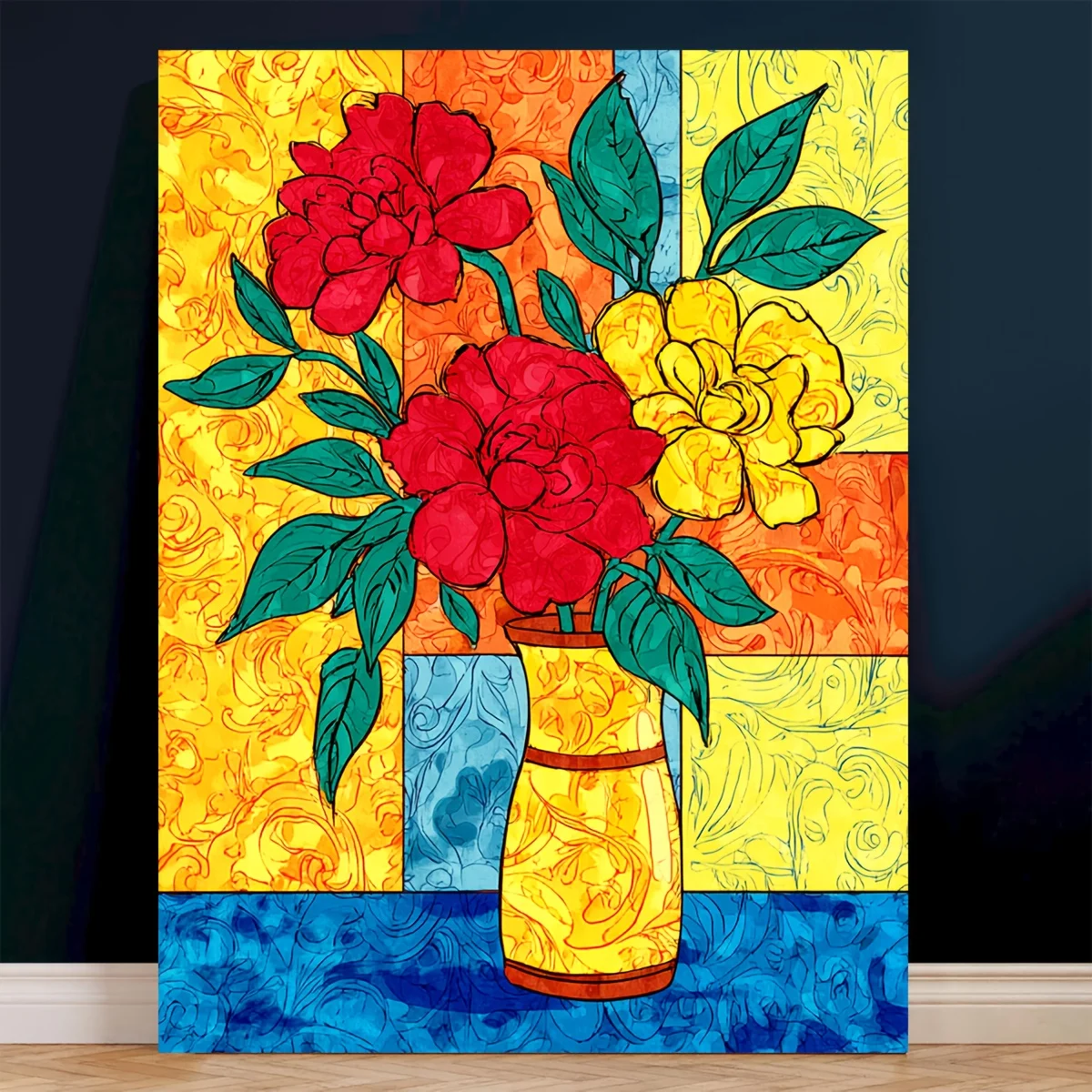 

1000 PCS Puzzles for Adults Fauvism Red and Yellow Flowers, Jigsaw Puzzles Educational Games Colorful Puzzles Gifts Home Decor