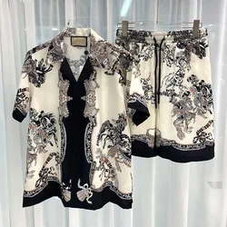 Men's clothing summer high-quality digital printing trendy brand handsome breathable beach shorts short-sleeved T-shirt set