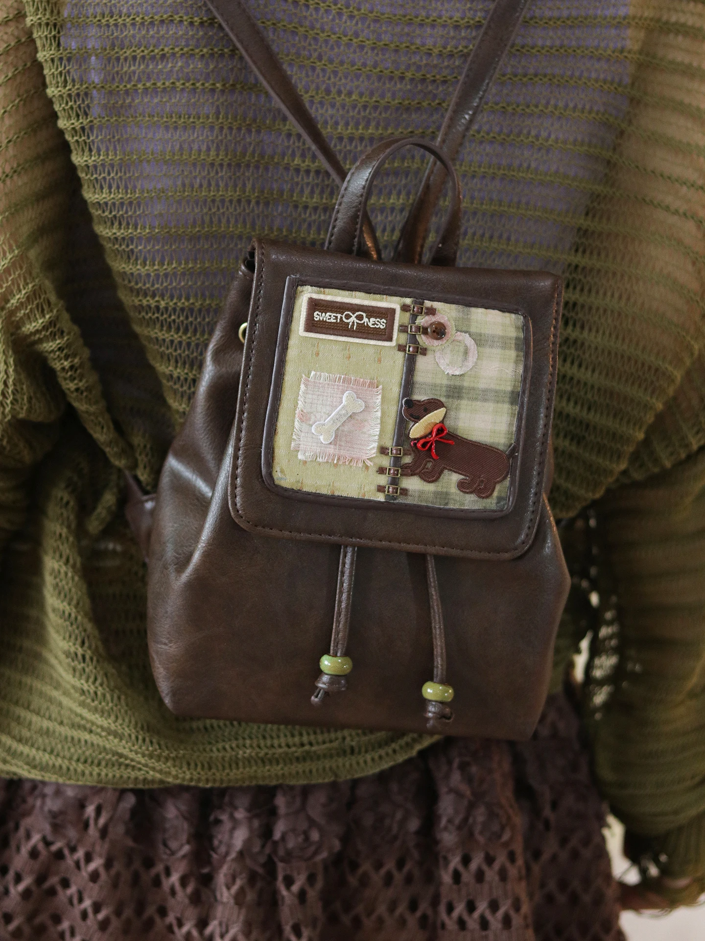 Retro Soft Leather Backpack Cute Commuter Bag Youthful Personality Daily Match Original Design Funny Small Bag for Men And Women