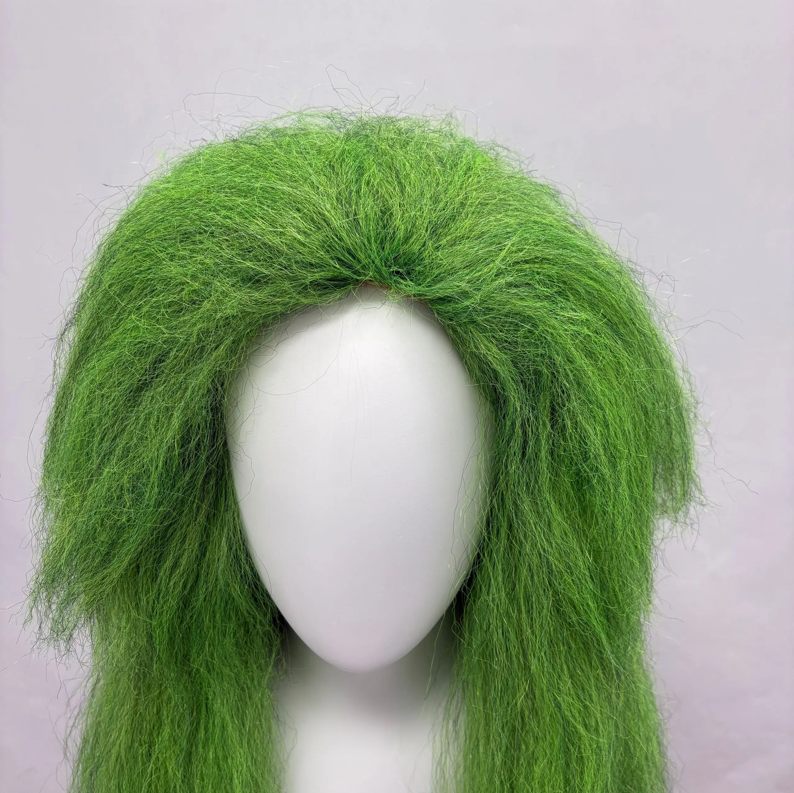 Green Long Straight & Fluffy Synthetic Wig, Theme Replication, Party Festival, Stage Performance & Daily Multi-Scene Accessory