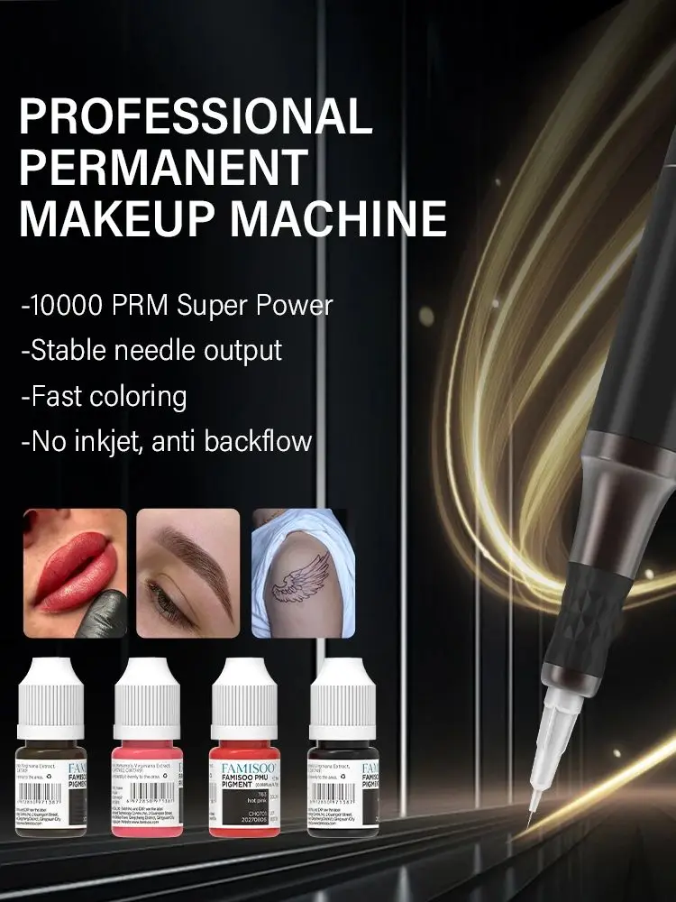 FAMISOO Professionelle Permanent Make-Up Maschine Kit Tattoo Maschine Für Augenbrauen Eyeliner Lip Körper Tattoo Mit 6PCS Pigment Nadel