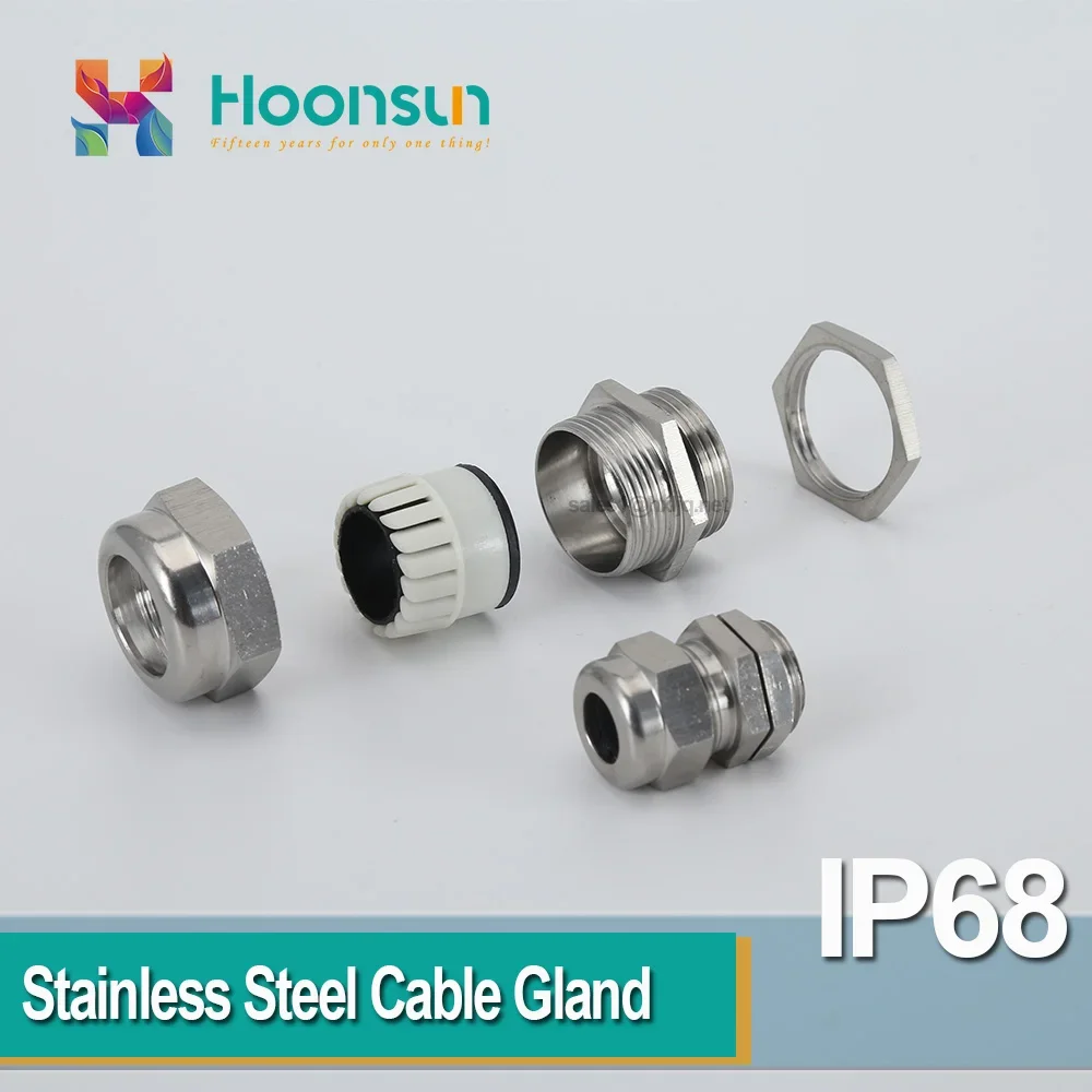 1 PCS Stainless Steel Cable Gland SS304 M40 M42 M47 M48 M50 M54 Waterproof IP68 With Lock Nut O-ring