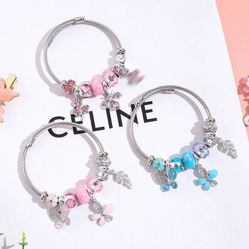 Honeybee Butterfly Bracelets Women Stainless Steel Bracelet Set Fashion Jewelry Accessories