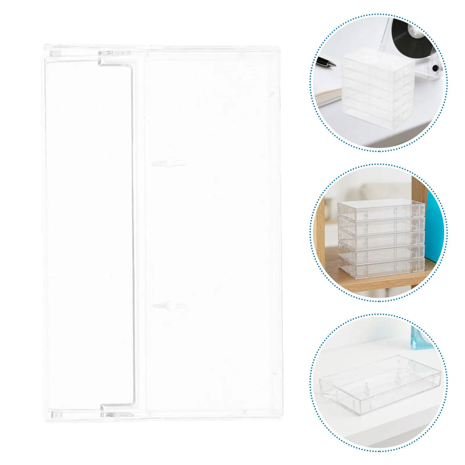 20Pcs Cassette Tape Storage Case Clear Plastic Holder Dustproof Audio Tape Box Music Collection Display Organizer