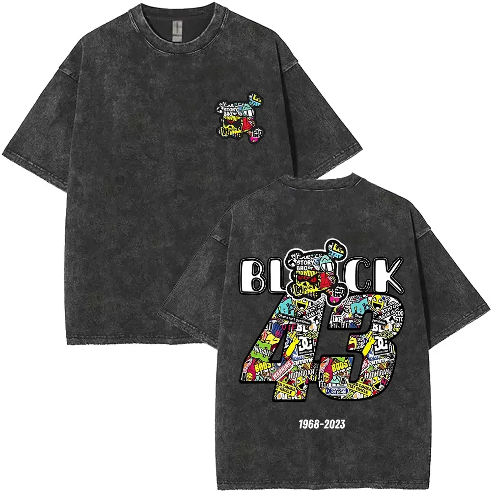 تي شيرت كلاسيكي يغسل بالماء على الطراز القديم كين منطقة 43 جرافيك للرجال والنساء ملابس شارع عصرية على الطراز القوطي