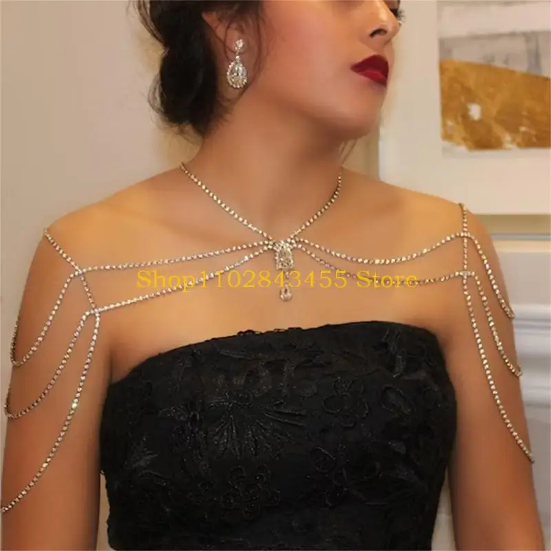 

49MC Glittering Shoulder Chain Women Chest Chain Adult Beach Party Body Chain Jewelry