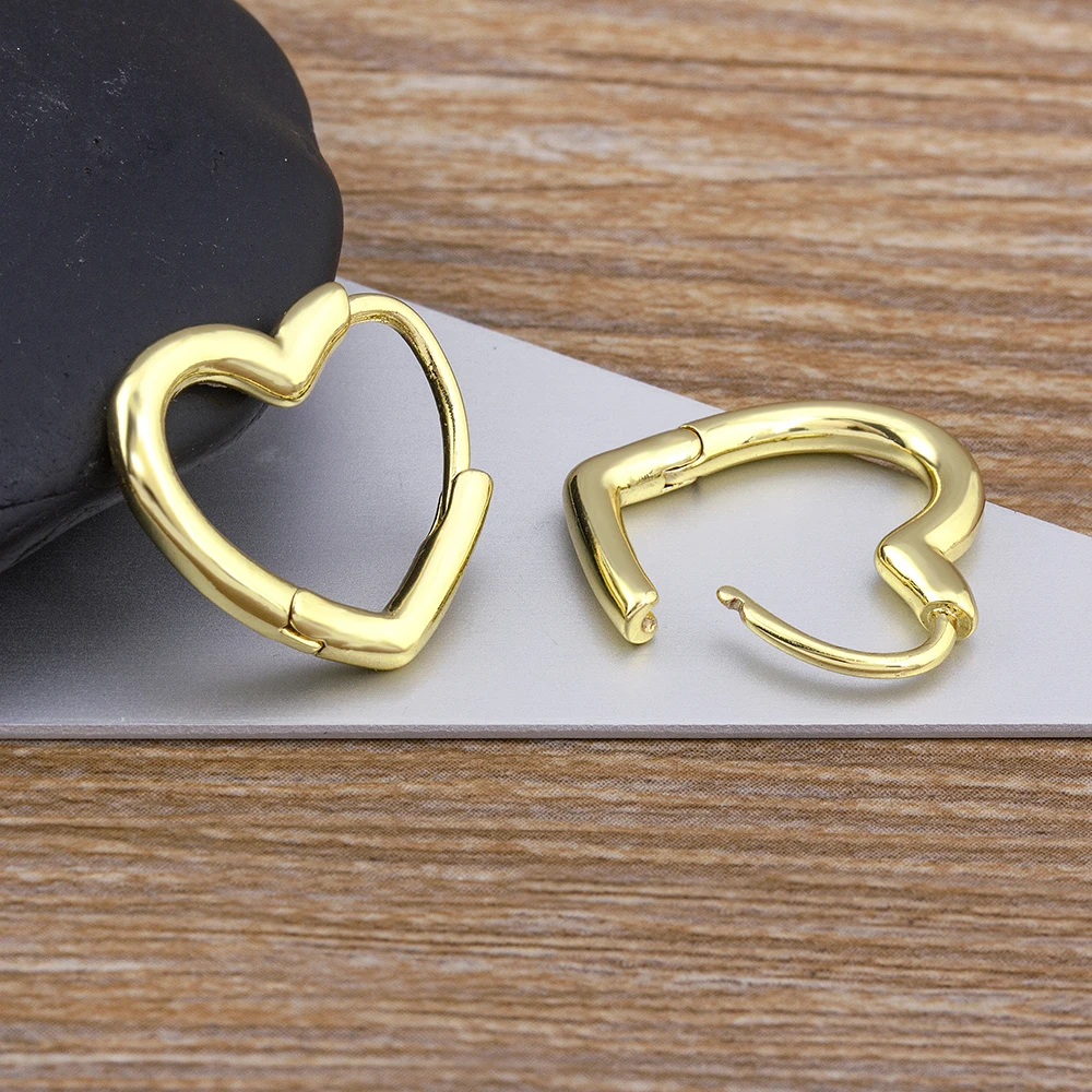 Nidin Minimalist Small Hoop Earrings Copper Square/Round/Heart Huggie Earrings For Women Fashion Daily Party Ear Jewelry Gifts