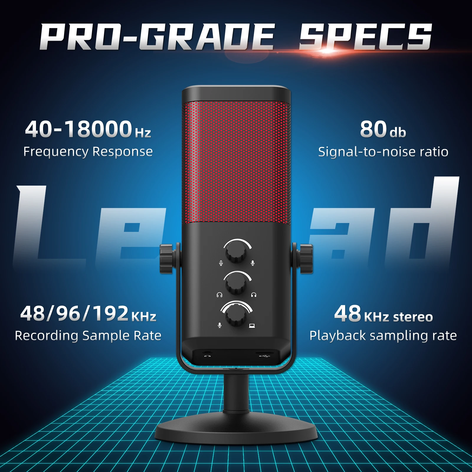 XTUGA M7 RGB Microfono da gioco Professionale Dinamico Cardioide Condensatore Studio Trasmissione Vocale Podcasting Microfono da gioco per computer