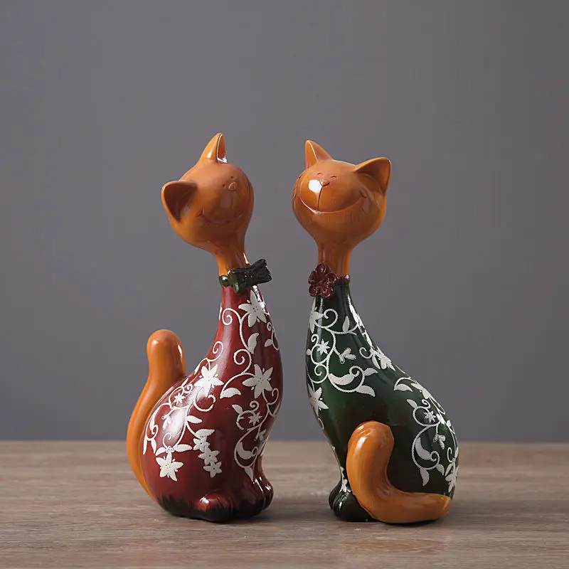 

Creative Modern Home Couple Smiley Cat Resin Craft Decoration American Ornament Animal Wedding Gift