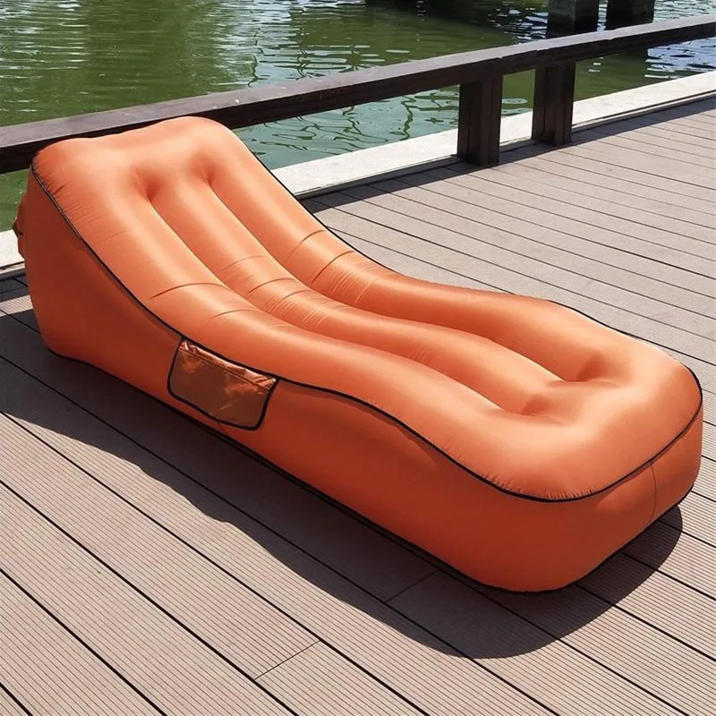Inflatable Air Sofa Portable Lounger Beach Chair Quick Blow Up Couch for Indoor Outdoor Camping Nap Bed Compact Carry Bag