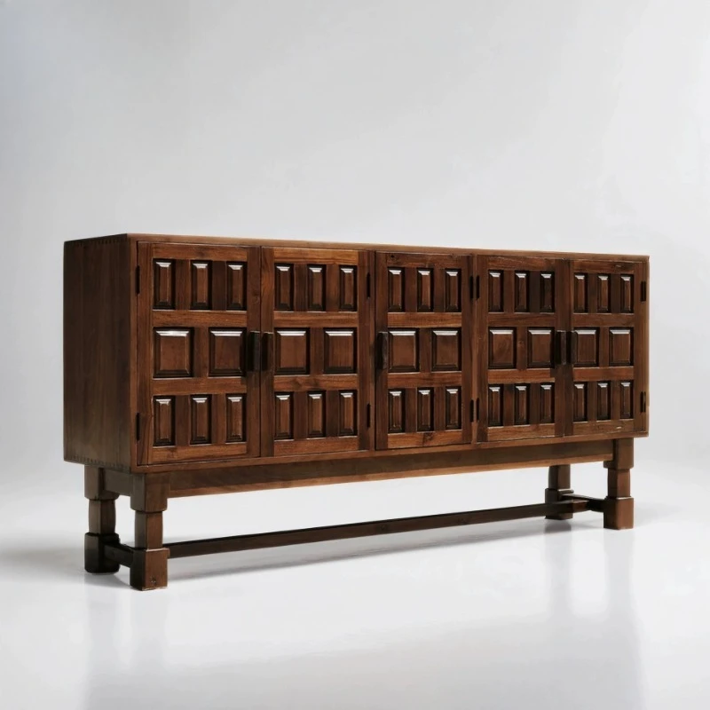 Ancient wood thousand bird grid series tall cabinet solid wood medium and ancient style side cabinet