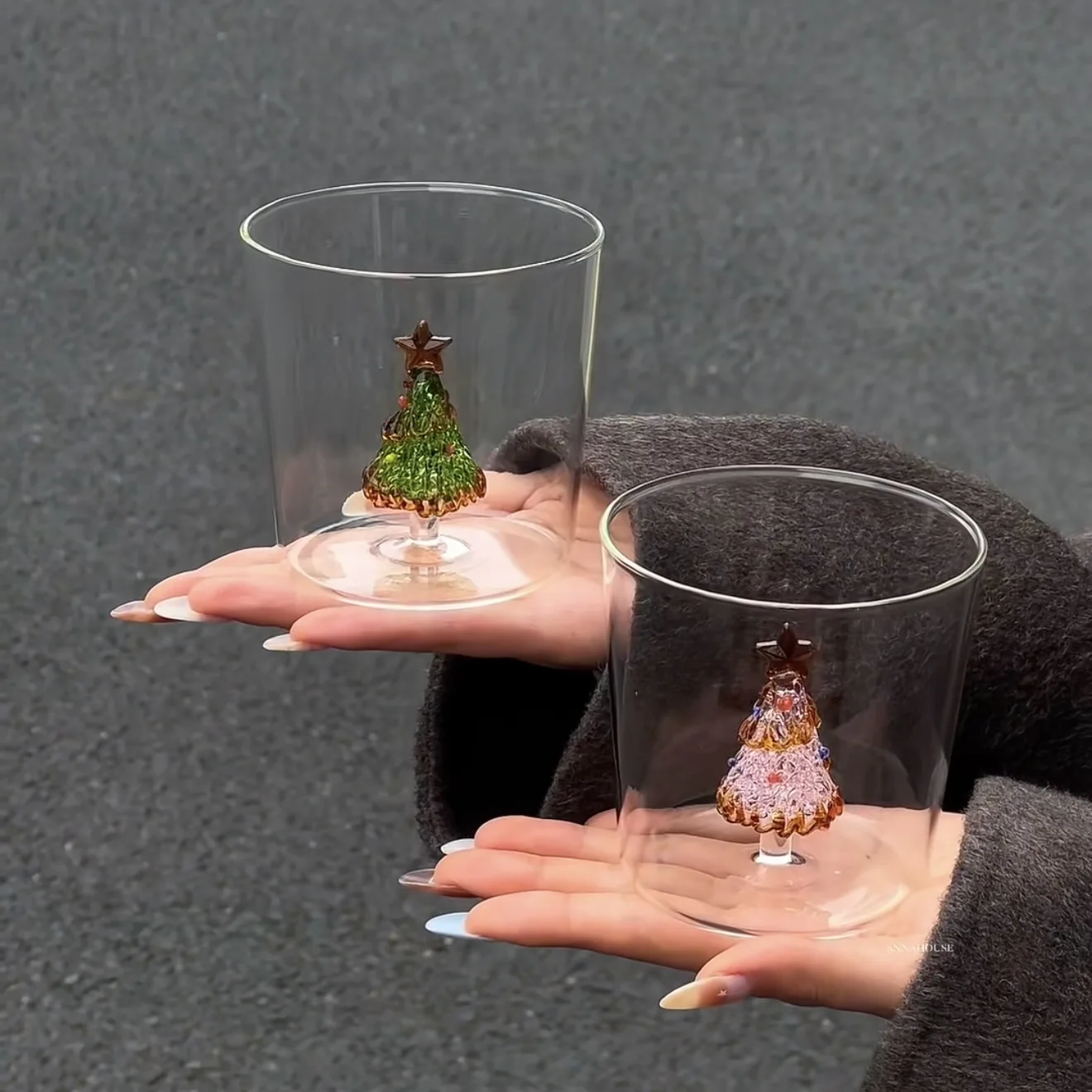 Christmas Tree Glass Wishing 3D Cartoon Animal Shape Cup Borosilicate Glass Single Layer Cup Living Room Guests Juice Cold Drink