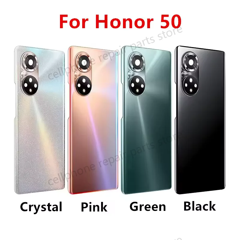New Glass Back Lid Door For Huawei Honor 50 Hard Battery Cover Honor50 Rear Housing Panel Case With Camera Lens Sticker Adhesive