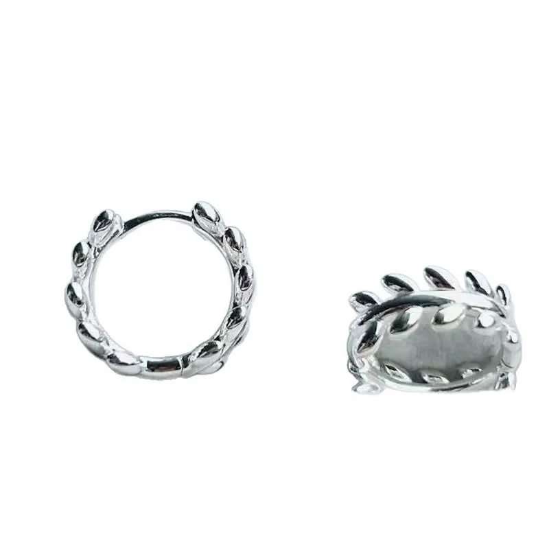 

Твердые серебряные серьги S925, женские серьги-кольца из пшеницы, штамп S925