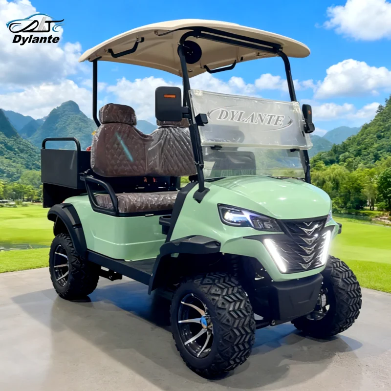 A Two-Seater Off-Road Cargo Golf Cart With Solar Panels And A Bucket Perfect For Farm Use Featuring Four-Wheel Disc Brakes