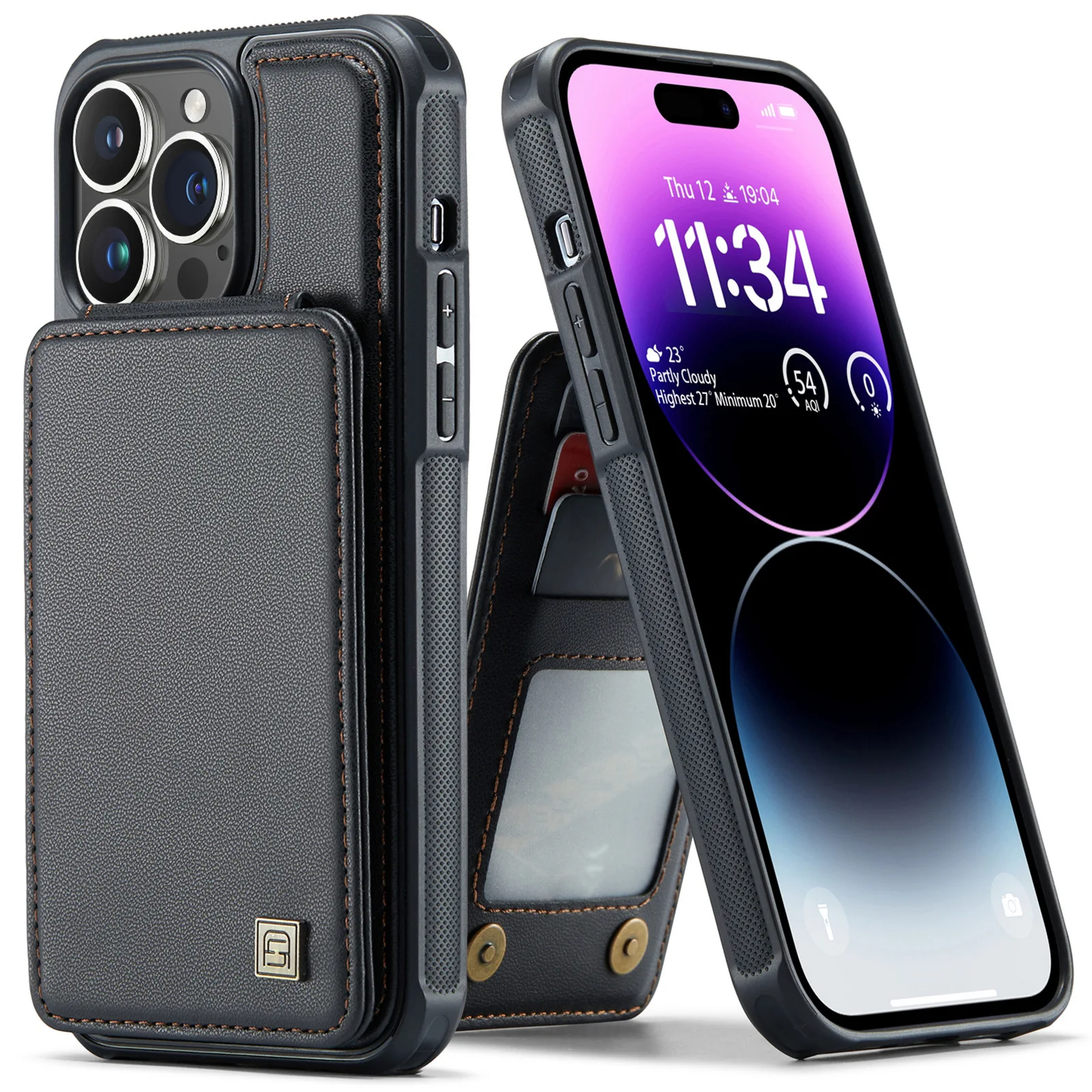 Case for iPhone 16 Pro Max/16 Pro/16 Plus/16, Magnetic Closure Wallet Phone Case with Card Slot Kickstand Leather Cover