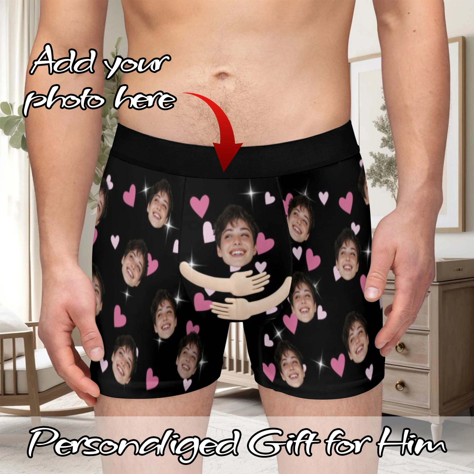 Custom Valentine Day Boxers For Men Personalized Men Underwear Custom Boxer Briefs Funny Face Gift For Boyfriend Husband