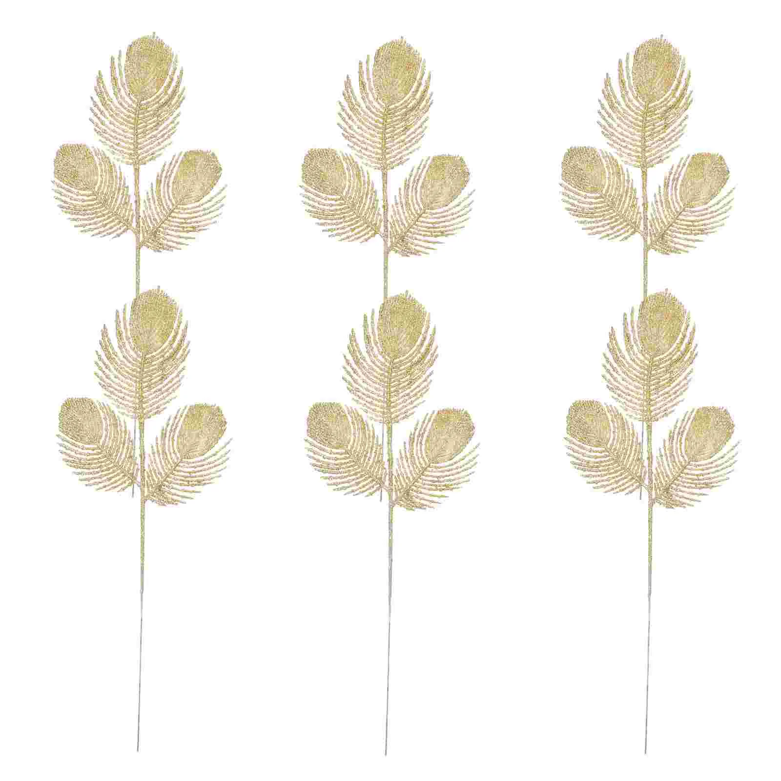 6 Pcs Gold Wall Hooks Leaves Christmas Leaf Pendant Artificial Flower Garland Plant Ornaments Decorate Trim