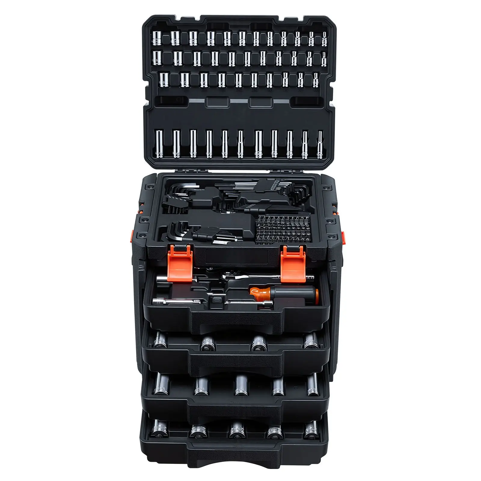 Mechanics Tool Set, 256-Piece Mechanic Tool Kit, 1/4 in, 3/8 in, and 1/2 in Drive, SAE and Metric Socket Set, Wrenches, Screwdri