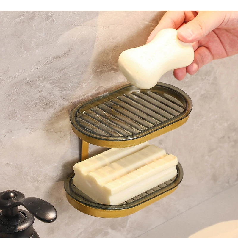 Multilayer Soap Dish Metal Plastic Wall Hanging Rack Free Punch Dishe Nordic Style Home Bathroom Accessories Set