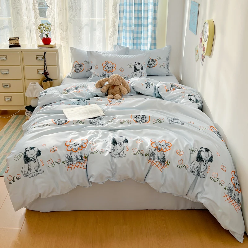 2026 Spring and Summer New Summer Ice Silk Cool Quilt Cover Printed Cartoon Student 150x200 220x240 Single Duvet Cover
