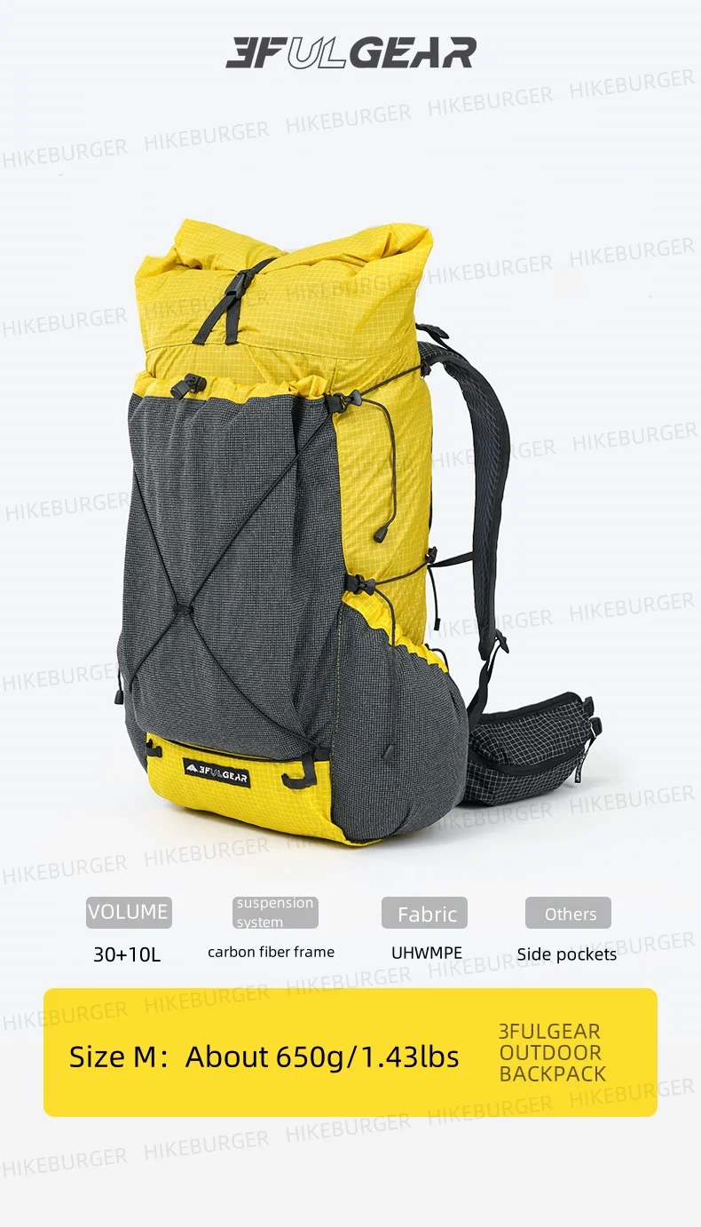 3F UL GEAR Tutor Ultra Rucksack Outdoor Camping 30+10L Ultraleicht UHWMPE Wandern Wasserabweisend Reisen Bergsteigen DAOSHI – Detail 6