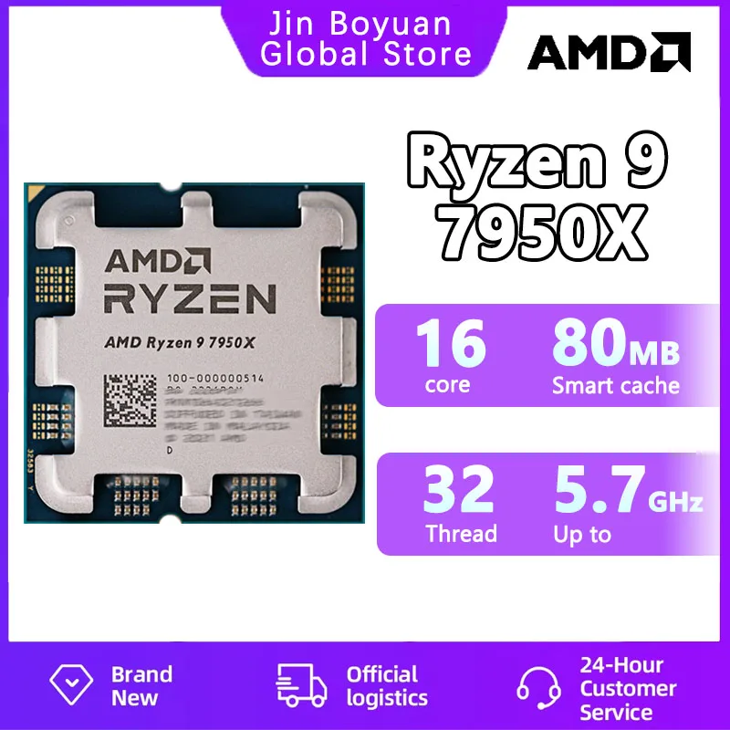 New AMD Ryzen 9 7950X R9 7950X 4.5 GHz 5NM L3=64M 100-000000514 Socket AM5  but no fan