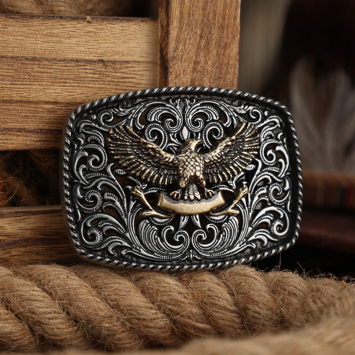 A Belt Buckle Head - A Western Cowboy-Style Belt Buckle Head - A Metal Buckle Head