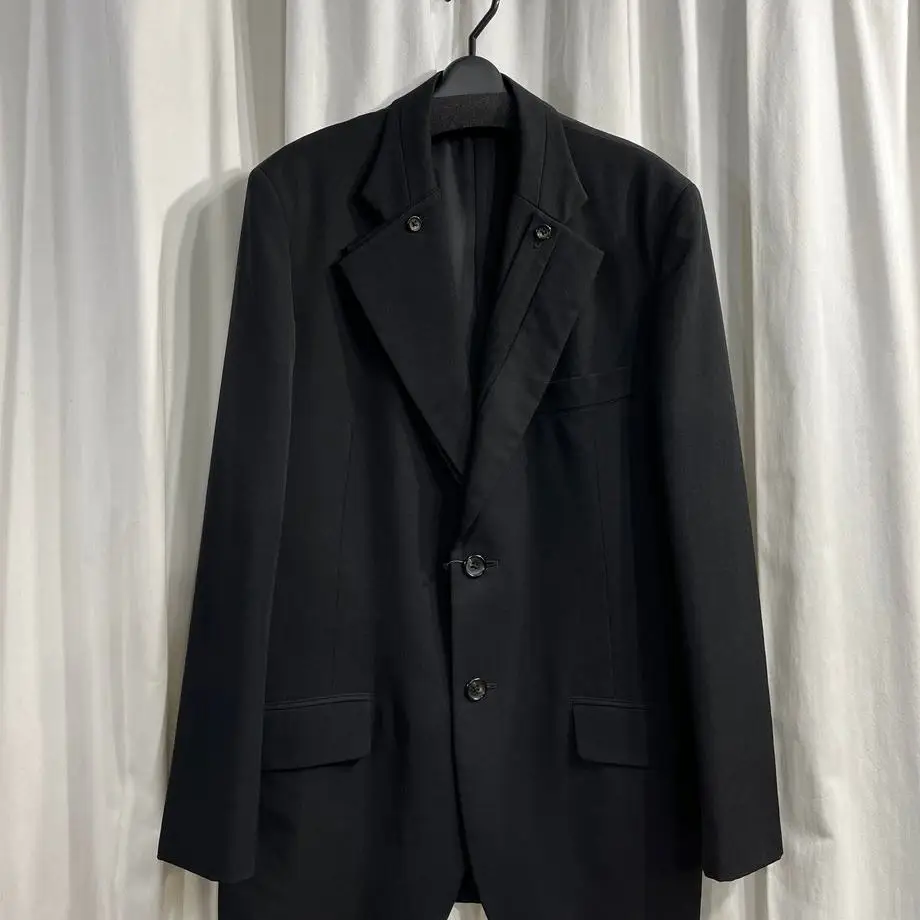 TOP-YAMAMOTO ® Black Men's Business Casual Loose Fit Slim-fit Suit