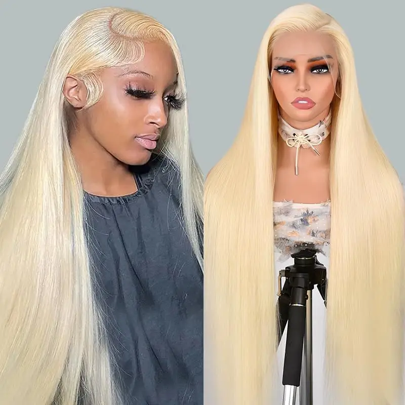 13x6 HD Transparent human hair lace frontal wig 613 Straight Brazilian 28 inch blonde lace front human hair wig For Black Women