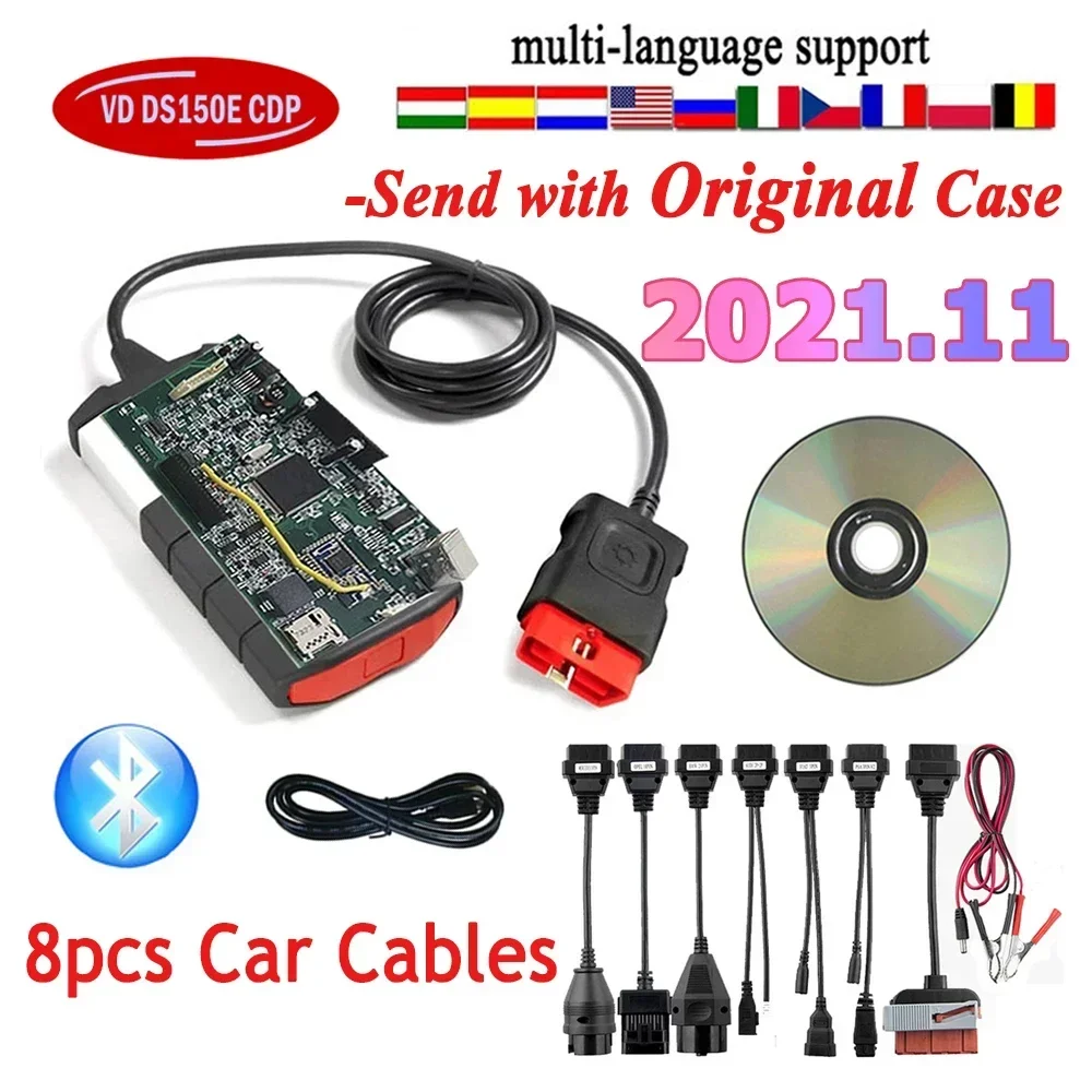 2024 جديد Obd2 الماسح الضوئي 2021.11 Keygen Vd DS150E Cdp VdIJk Autocoms Pro بلوتوث TNESF DELPHIS ORPDC أدوات تشخيص شاحنة السيارة