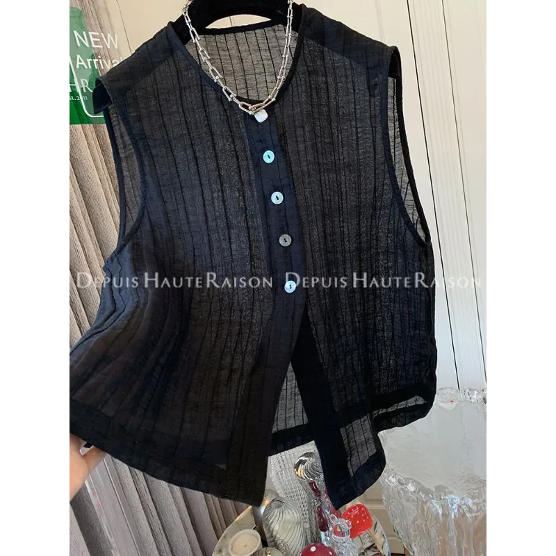 

Высококачественная жилетка без рукавов, женская летняя свободная универсальная легкая рубашка с защитой от солнца