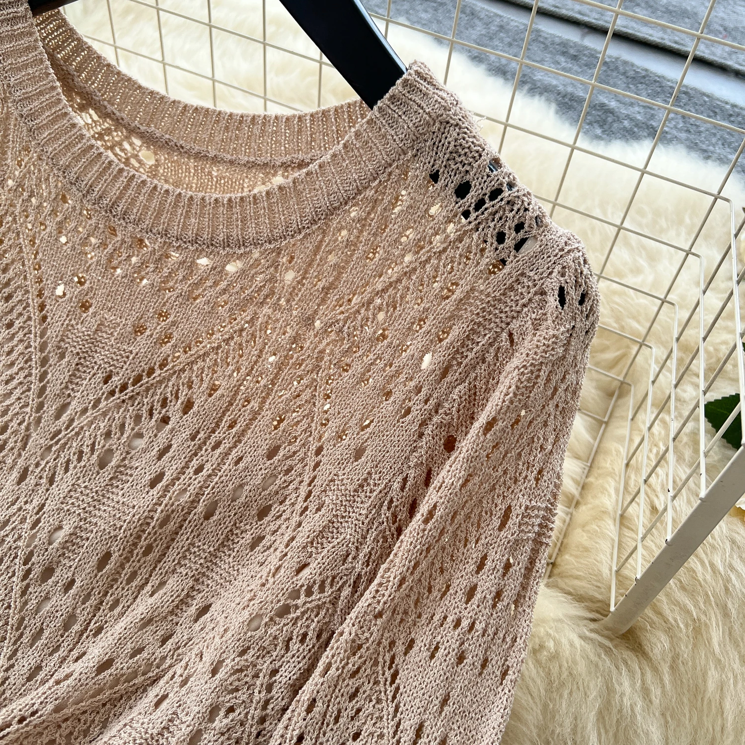 Chic vintage Knit hollow out pleated loose Elegant Fairy korean fashion Boho Sundress women clothing Long dress