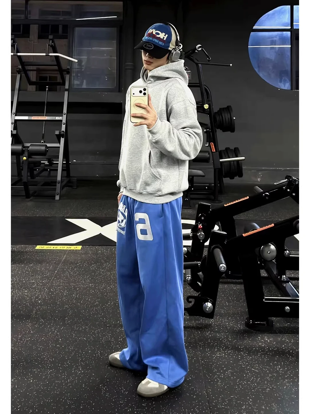 

Blue American Sle Printed Embroidered Sports Sweatpants Men's Spring Autumn Training Fitn Pants Cleanfit Wide Leg Knife ...