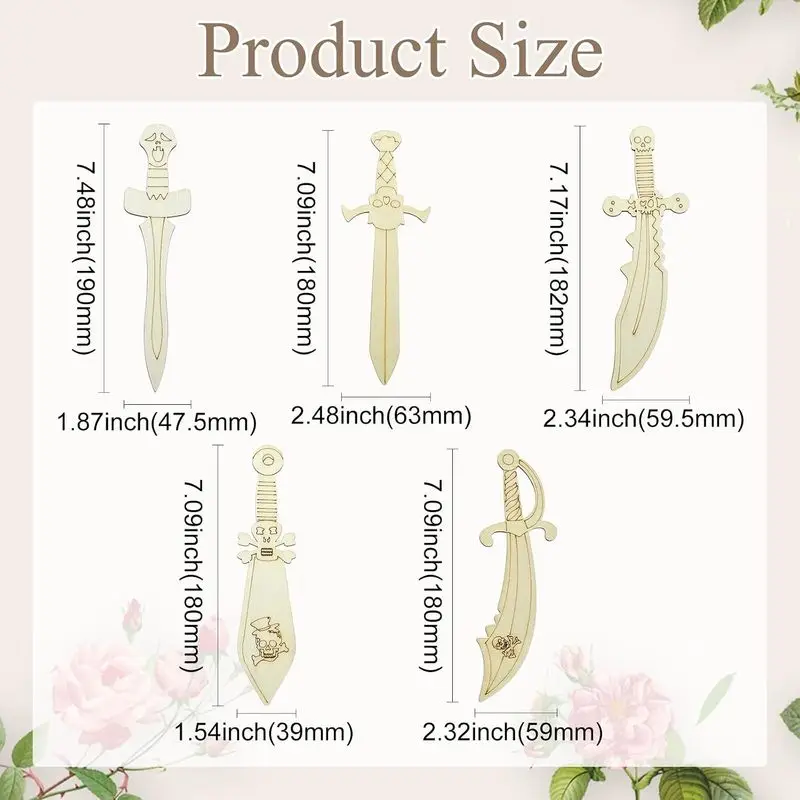 16/32Pcs Unfinished Wooden Sword & Dagger Cutouts Blank Wood Weapon Blanks for DIY Craft Painting & Pyrography