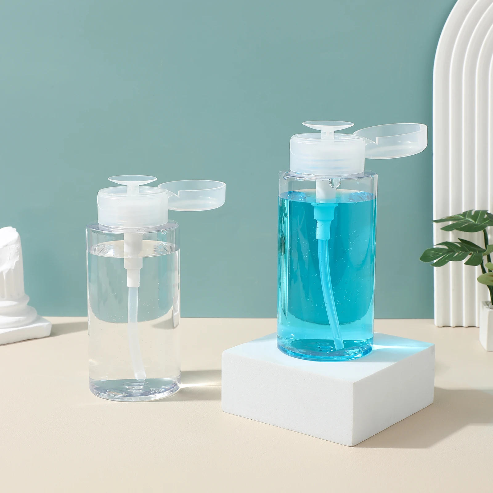 

2pcs Toner Bottle Makeup Remover Press Dispenser Empty Alcohol Pump Travel Sturdy Leakproof Light Skincare for Nail