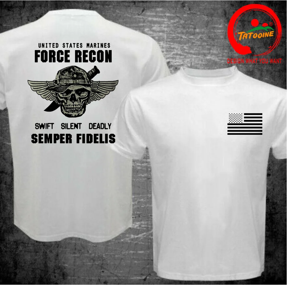 USMC T-shirt US Marines Semper Fidelis Devil Dog Military Force Recon T Shirt Men Cotton Tees Tops Streetwear Harajuku Tee Shirt