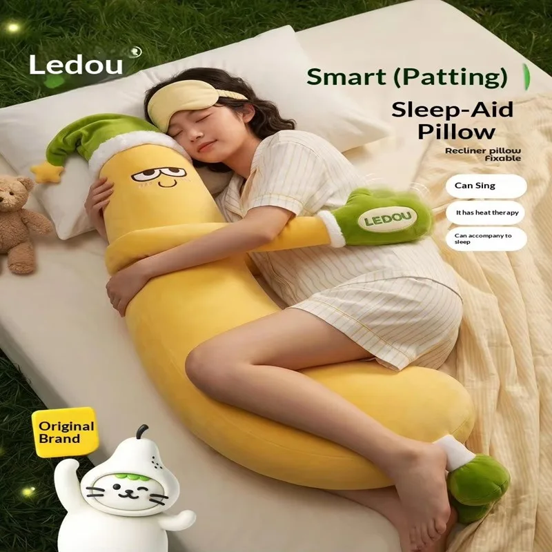 Ledou Banana Plush Long Sleep Pillow Smart Heating Music Soothing Side Sleeping Hug Pillow for Adult Women Bedroom Use