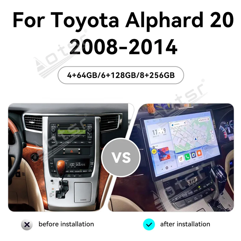 13.3 inch Android 14 Carplay Car Multimedia Player For Toyota Alphard 2018-2014 Car Stereo GPS Navigation Auto Car Radio Satnav