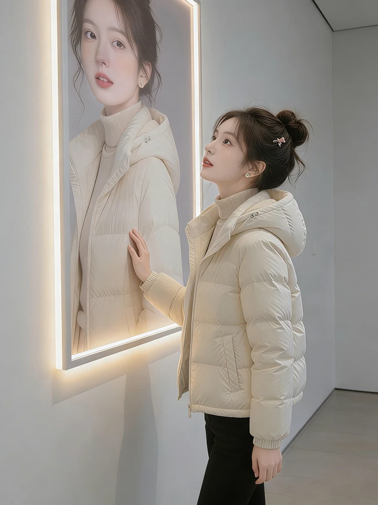 

Модная зимняя утепленная хлопковая куртка-пуховик для женщин: теплая, комфортная, в корейском стиле, с длинными рукавами, на молнии, цветная