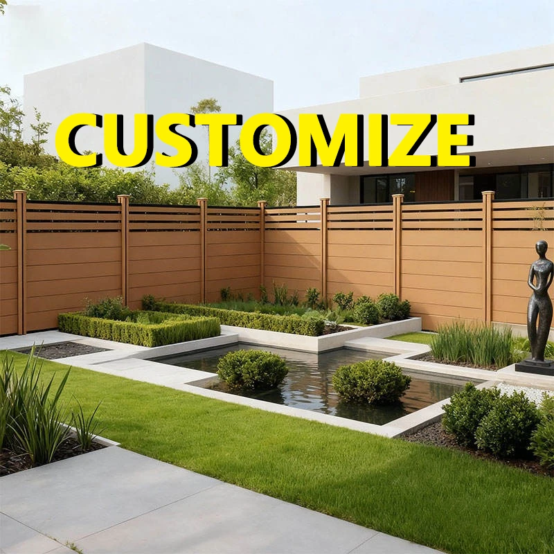 Any Size Custom Customizable WPC Privacy Fence Aluminum Alloy Frame Garden Backyard Pool Security Screen 3D Decorative Panel Fen