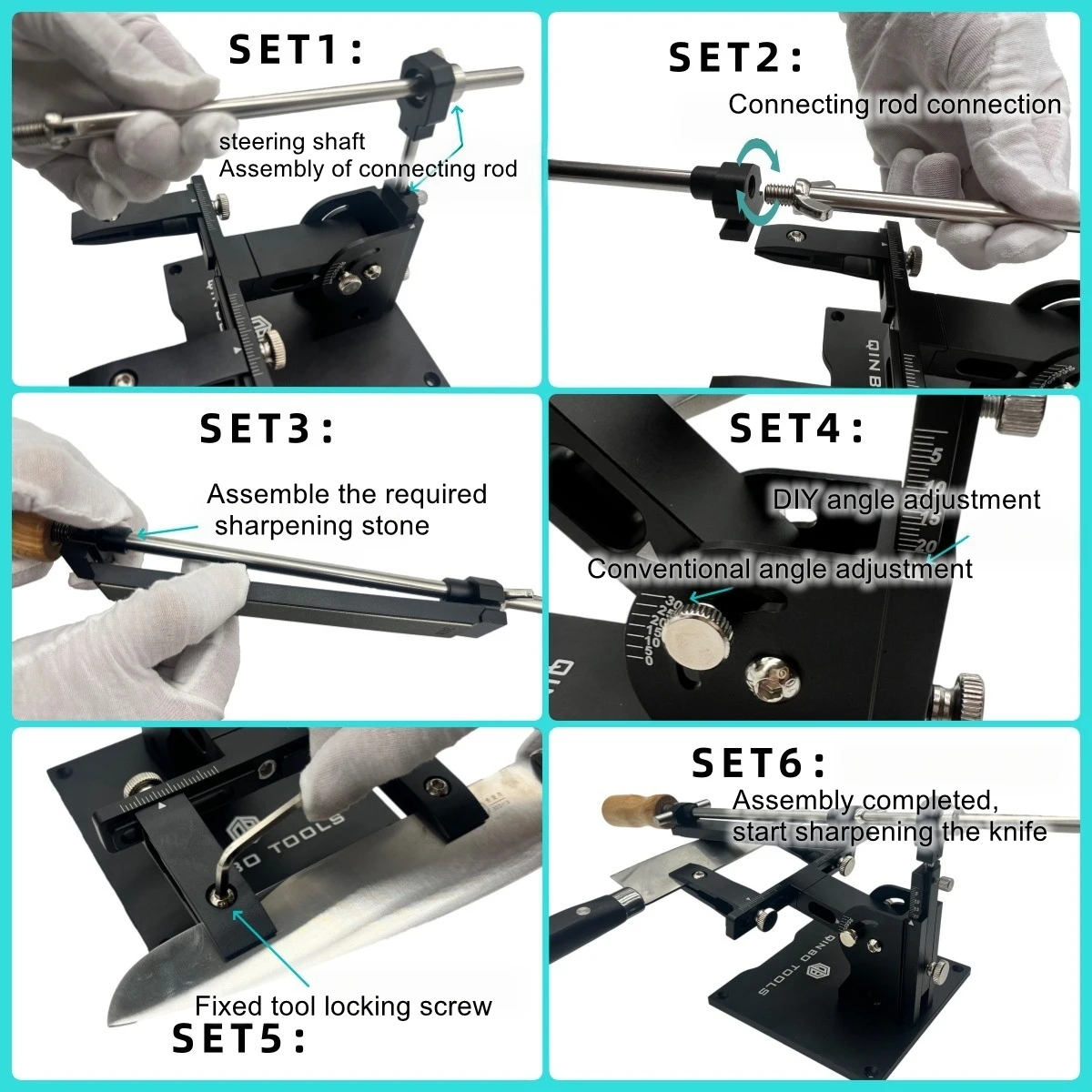 Professional Aluminum Fixed-Angle Knife Sharpener Set with Adjustable Angle Sharpening System