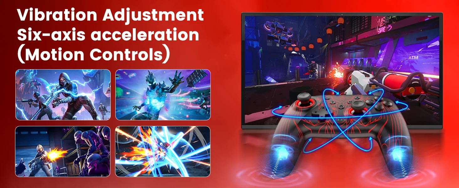 Dinofire Wireless Bluetooth RGB Controller for Nintendo Switch/Switch OLED/Lite Mobile Wired PC Gamepad Multi-Function Joystick