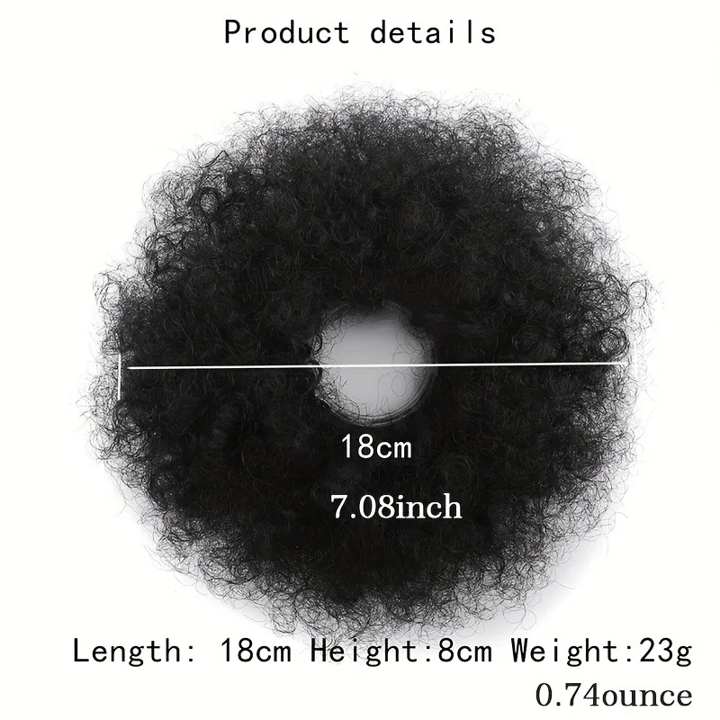8 بوصة فوضوي كعكة الأفرو متموجة تجعيد الشعر مع كعكة الاصطناعية ذيل حصان ملحقات كعكة الشعر سميكة للنساء #4