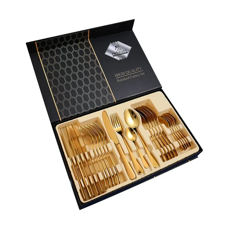 

1010 stainless steel tableware 24 piece set, tableware set, Western style steak knife, fork, spoon gift box